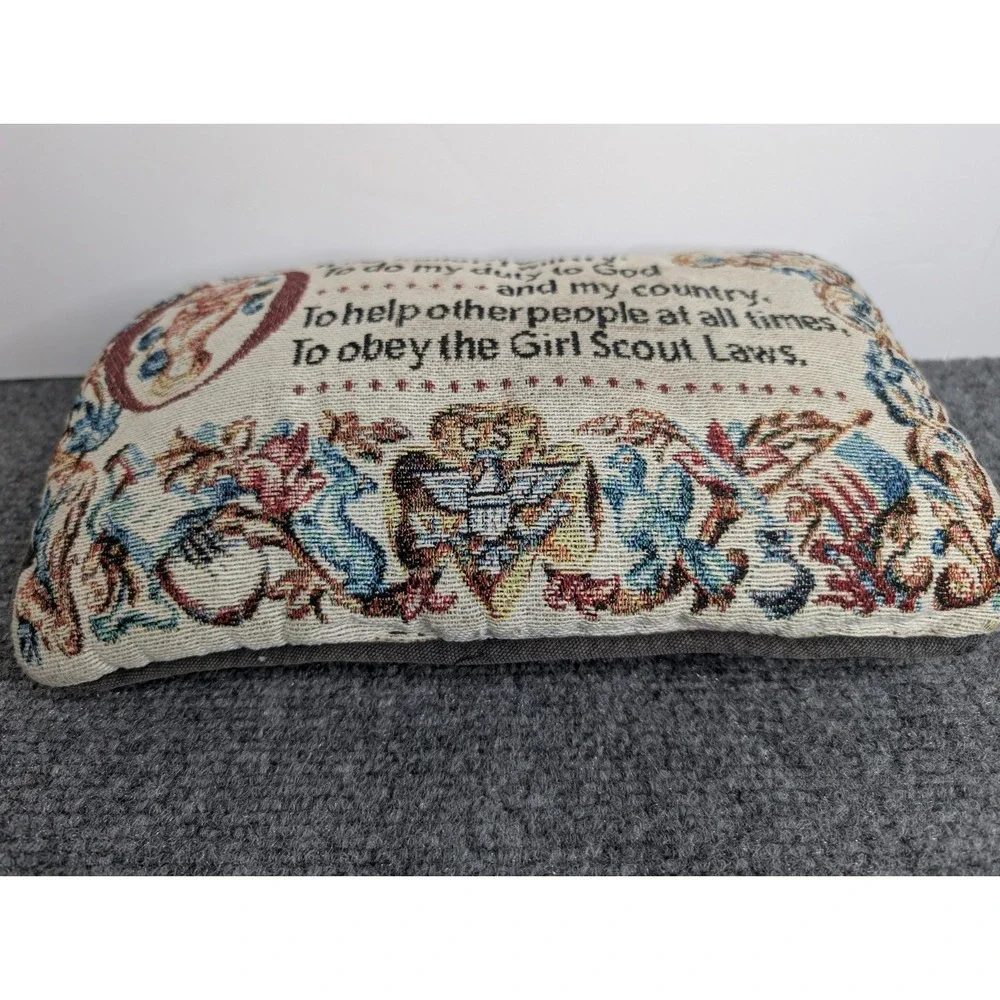 Vintage Girl Scouts Of America The Girl Scout Promise Tapestry‎ Pillow 11.5x7